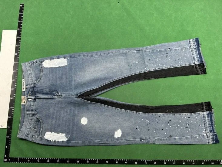 Washed Distressed Panelled Jeans — #1038 4