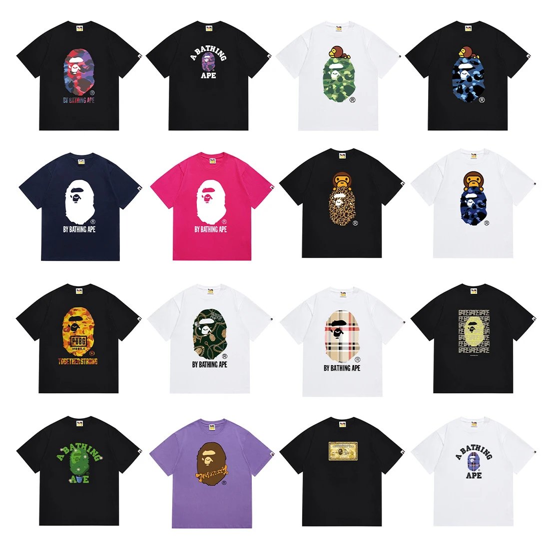 RF.B*PE T-Shirt 2024SS Summer Little Monkey Uniform Short-Sleeve Top Round Neck T-Shirt for Men