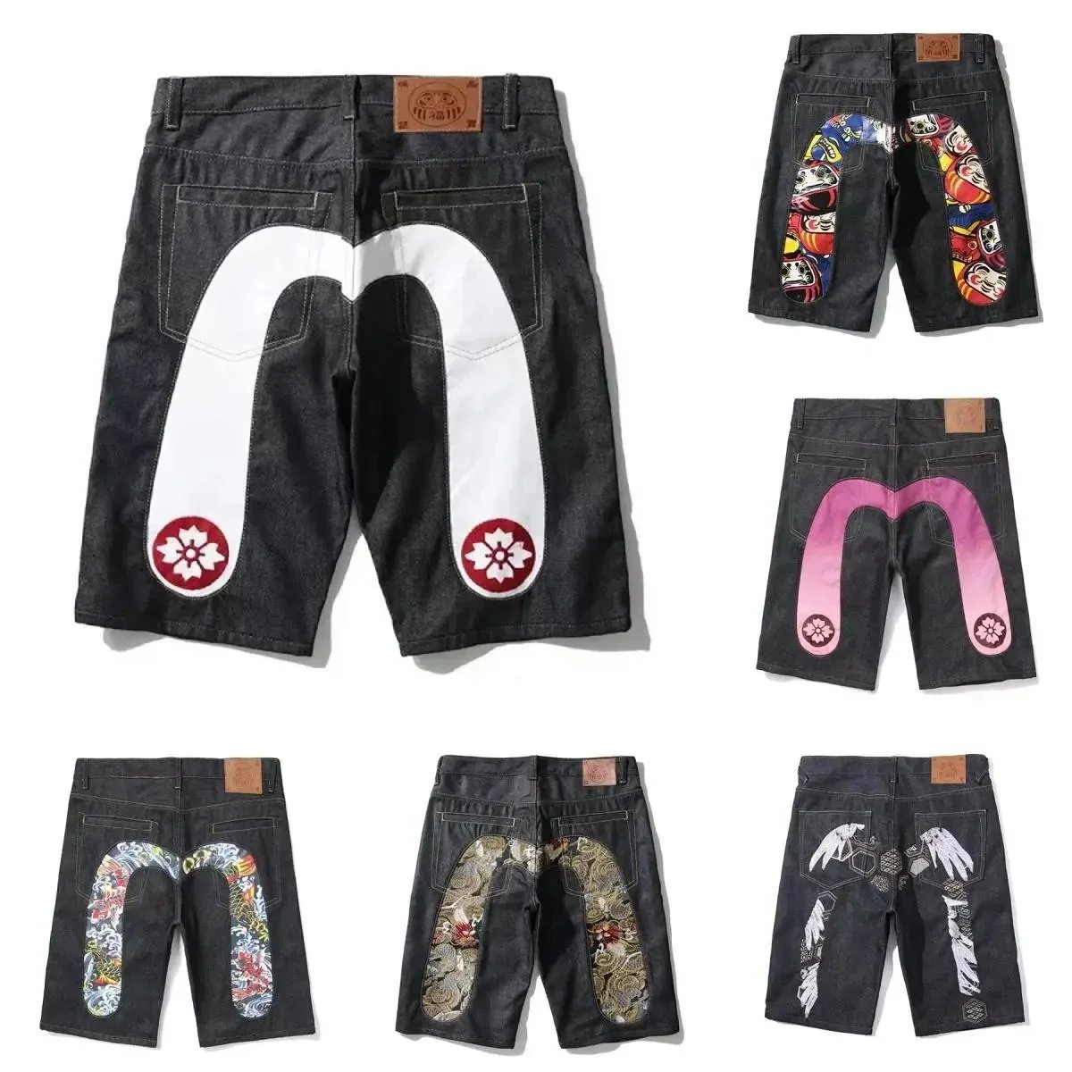 Printed Denim Shorts — #1127