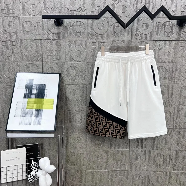 Unisex Cotton Letter-Graphic Panelled Shorts — FF 2