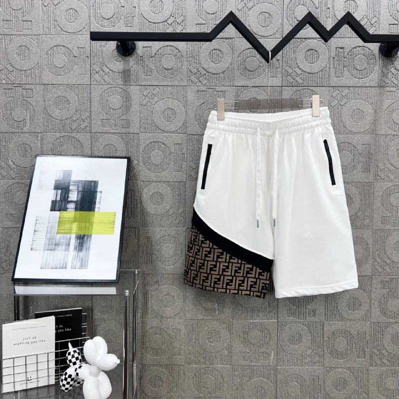 Unisex Cotton Letter-Graphic Panelled Shorts — FF 5