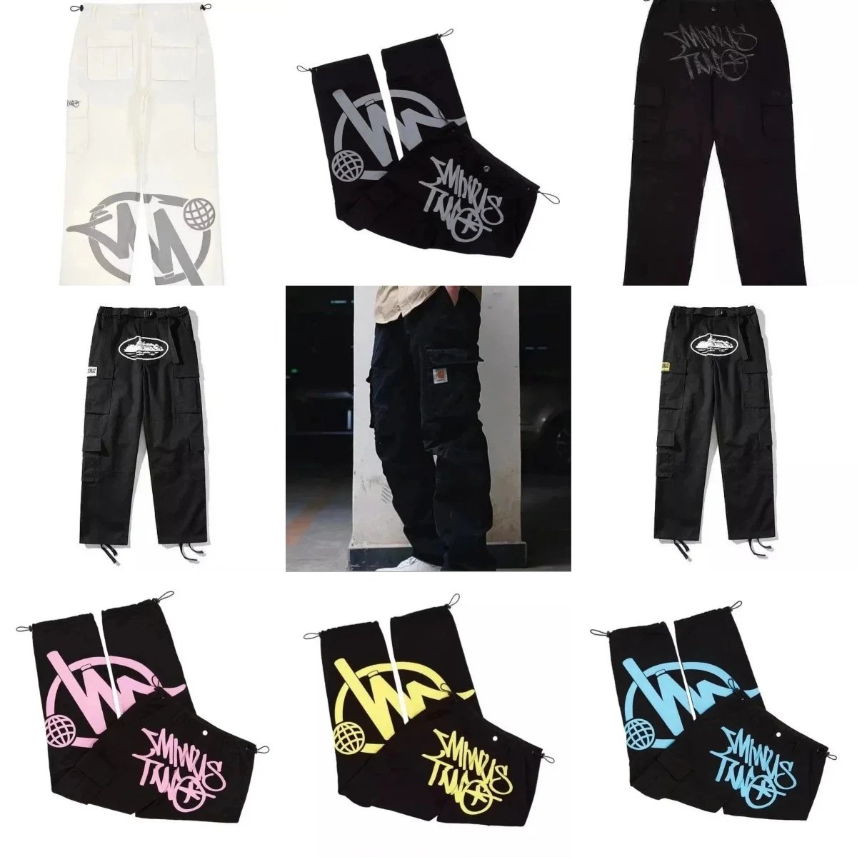 Printed Panelled Cargo Pants — ins — #1250