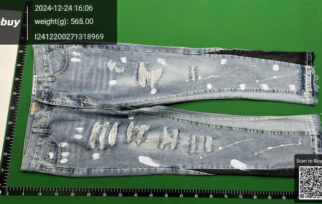 Washed Distressed Panelled Jeans — GD — #1272 3