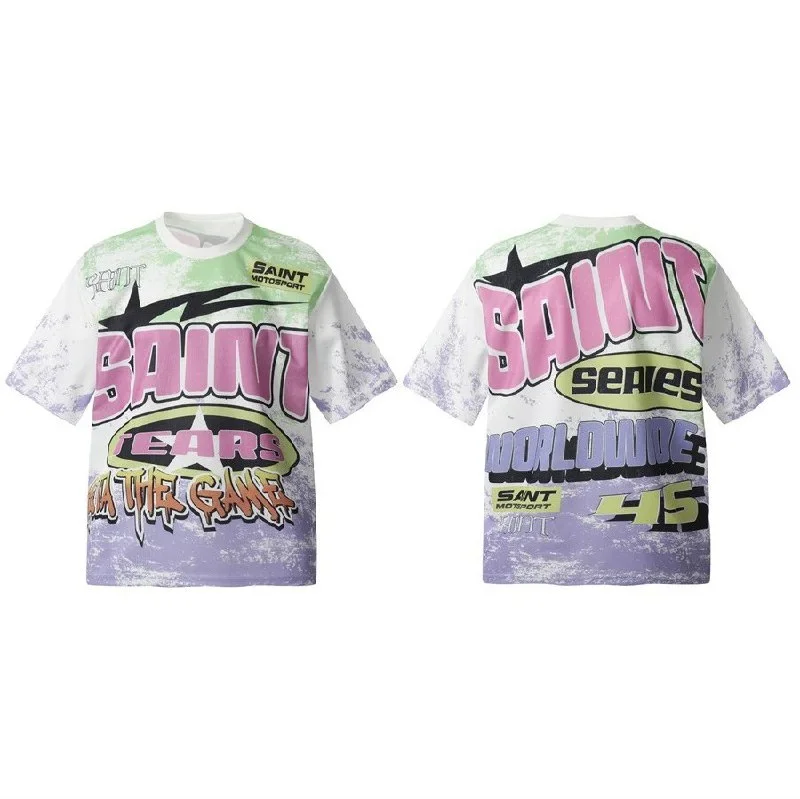 Unisex Loose-Fit Crewneck Short-Sleeve Printed T-Shirt — #1447 5