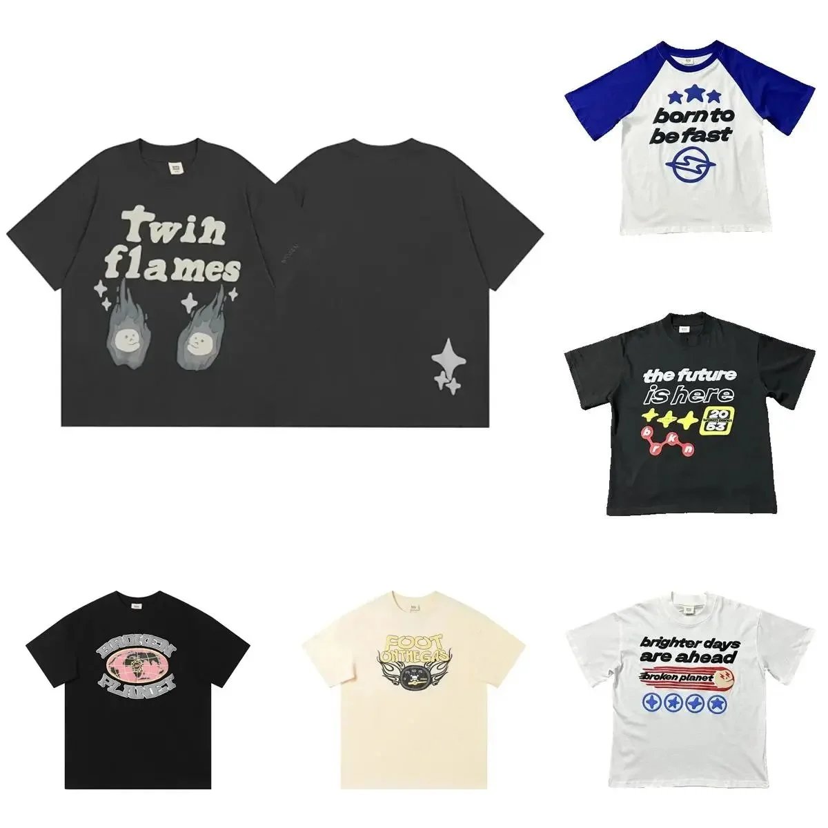 Crewneck Short-Sleeve Printed T-Shirt — #1482