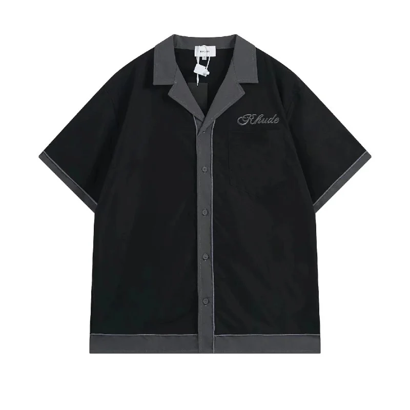 Collared Letter-Graphic Shirt 4