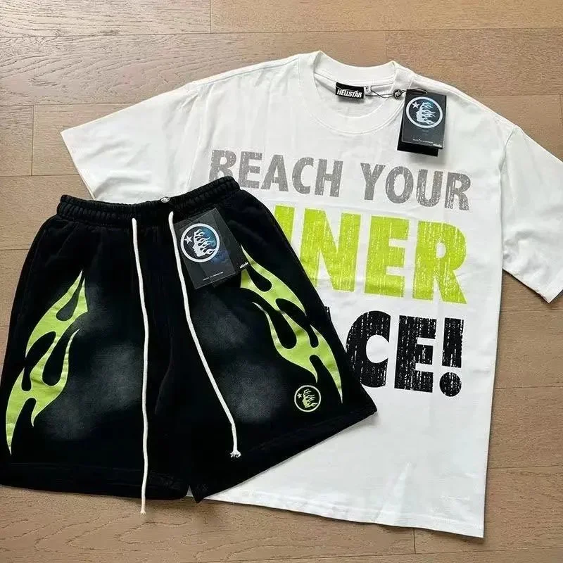 Unisex Loose-Fit Short-Sleeve Printed T-Shirt & Shorts Set — SXBB-TOP / Hell 6