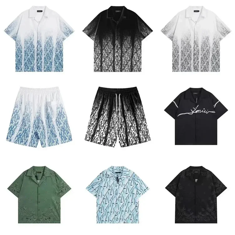 PCF- all-over large size loose short-sleeved shirts for men and women summer shorts suits summer clothes 2