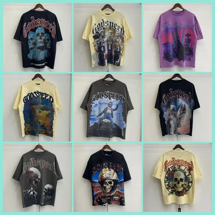 Skeleton Rock Band retro washed casual loose short-sleeved T-Shirt for men and women — #187 2