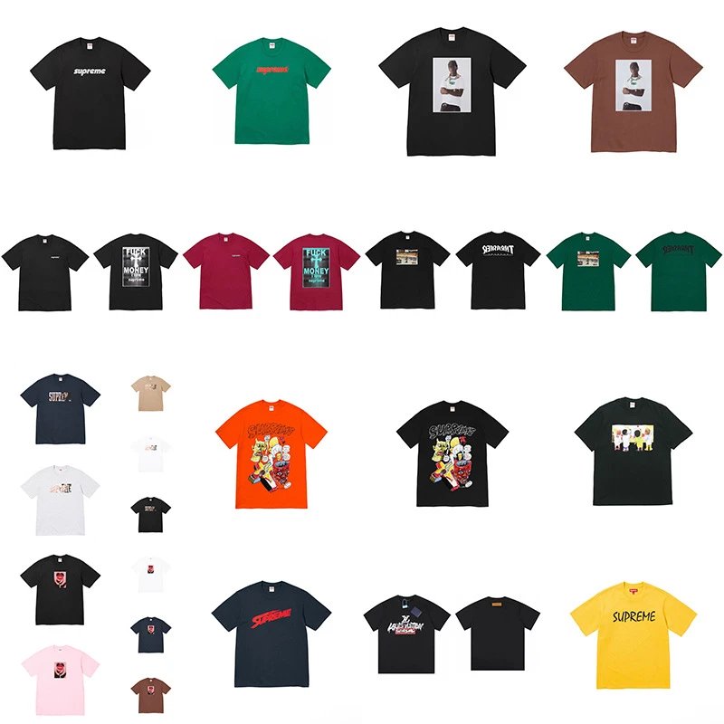 Unisex Loose-Fit Crewneck Short-Sleeve Printed T-Shirt — RF / Supreme
