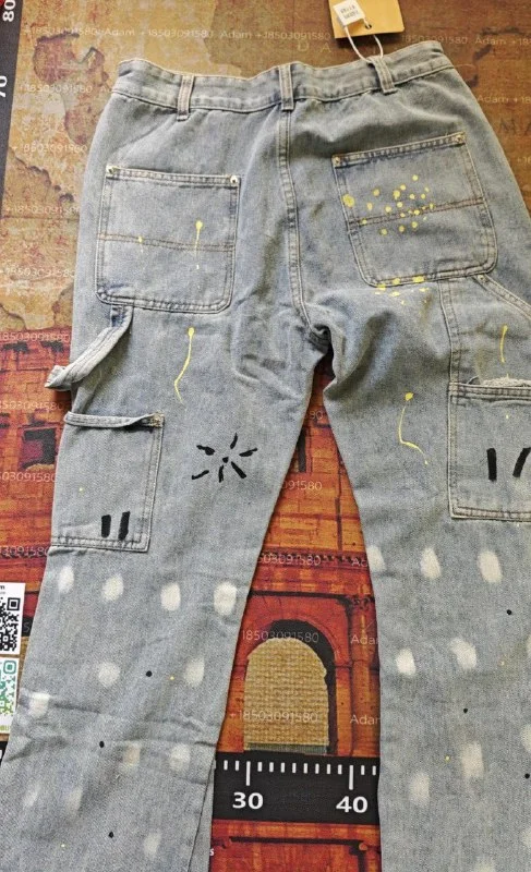 Washed Distressed Panelled Jeans — #2340 4