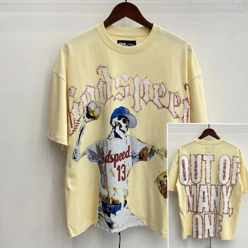Skeleton Rock Band retro washed casual loose short-sleeved T-Shirt for men and women — #236 6