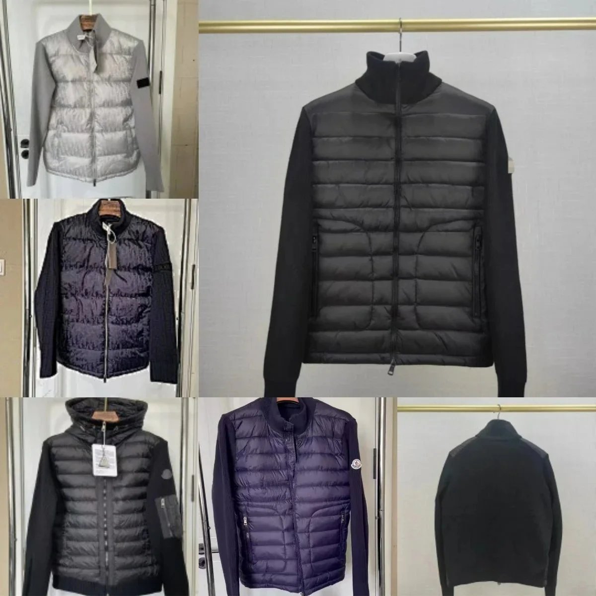 Knitted Panelled Padded Jacket