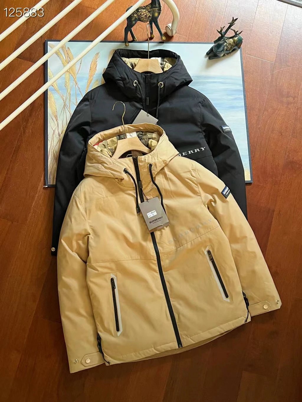 Hooded Checked Down Jacket