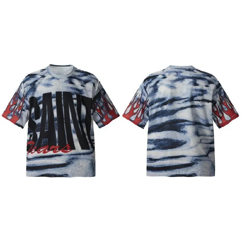 Unisex Loose-Fit Crewneck Short-Sleeve Printed T-Shirt — #372 7