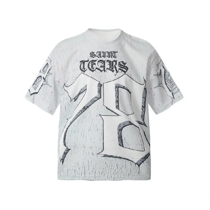 Unisex Loose-Fit Crewneck Short-Sleeve Printed T-Shirt — #372 8