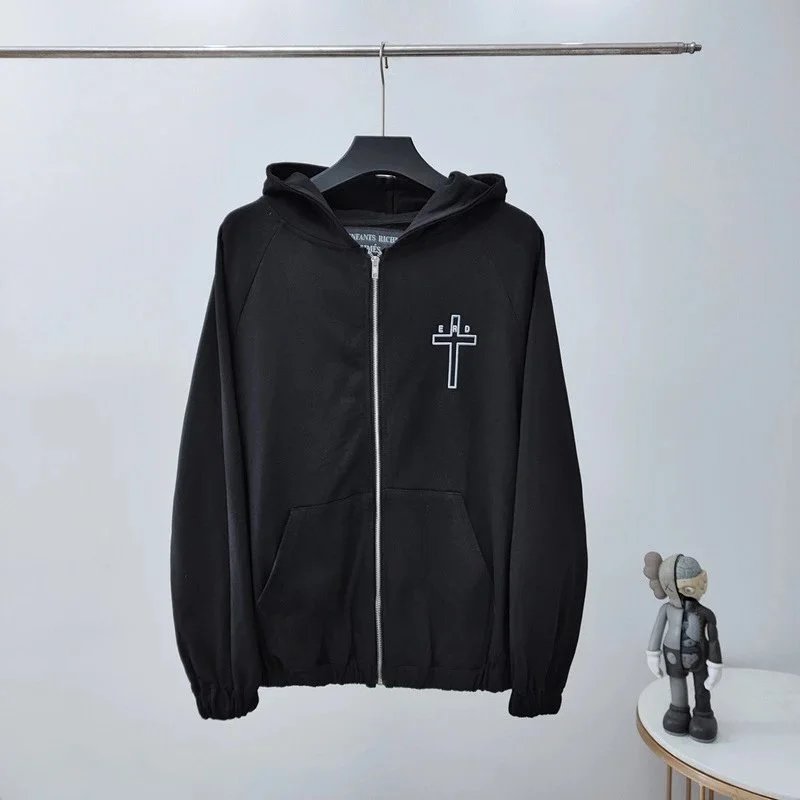 Unisex Zip-Up Hooded Letter-Graphic Jacket — erd