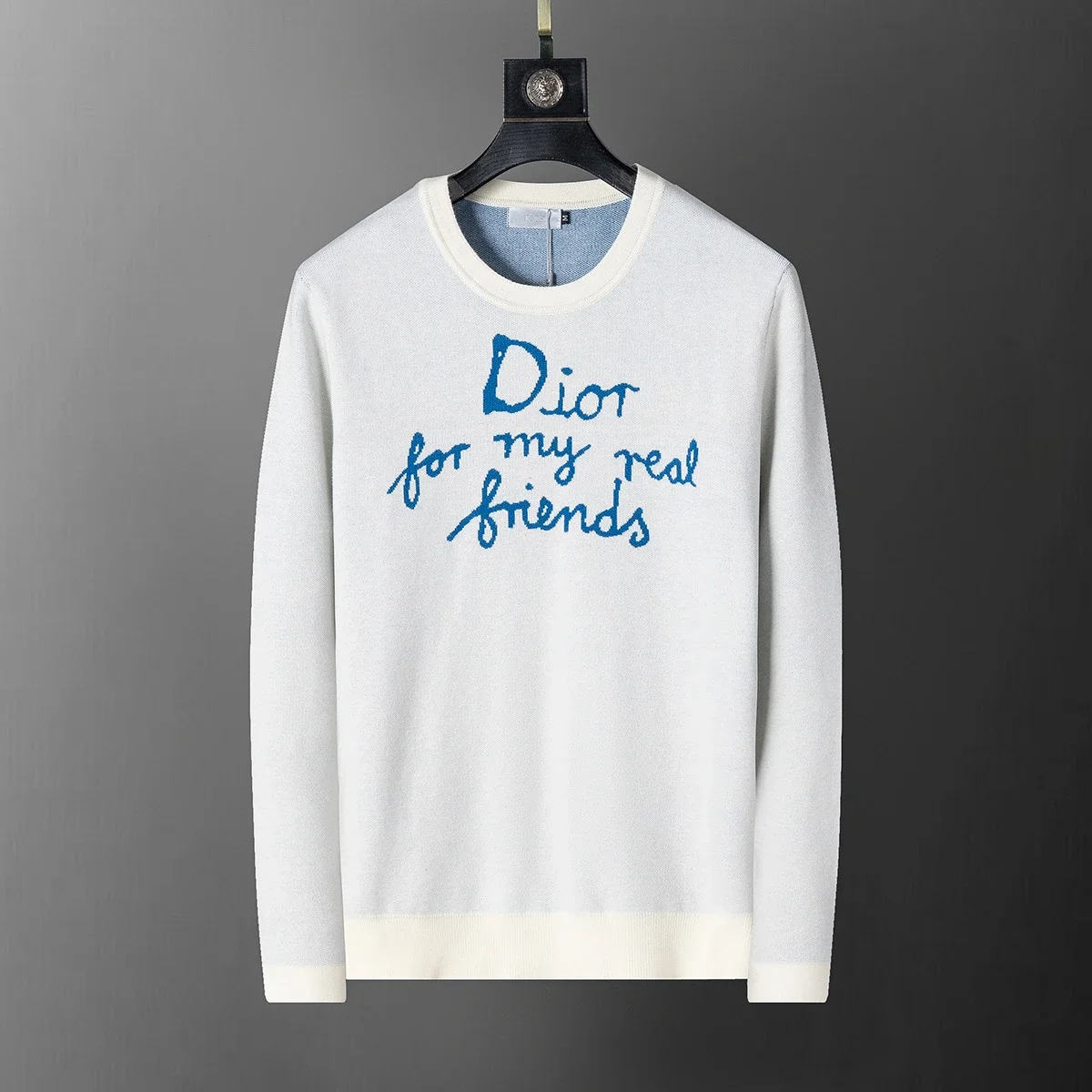 Loose-Fit Crewneck Embroidered Letter-Graphic Knitwear 2