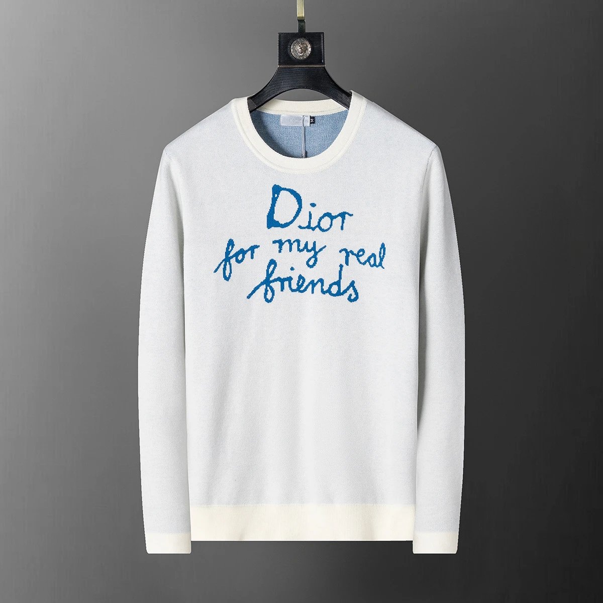 Loose-Fit Crewneck Embroidered Letter-Graphic Knitwear