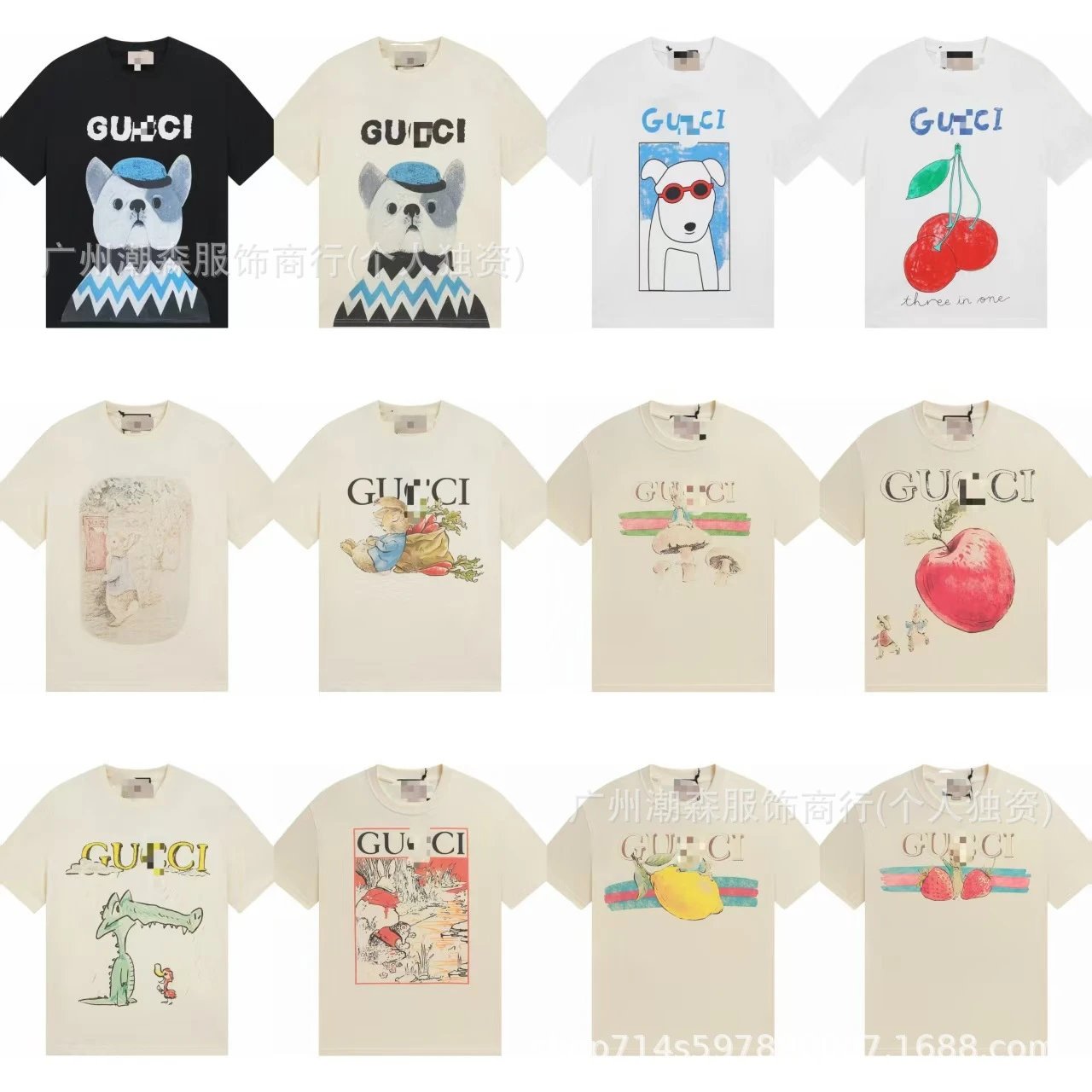 Loose-Fit Crewneck Short-Sleeve Cartoon-Graphic T-Shirt Selection — JS / GU
