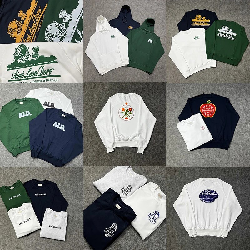 Hooded Printed Letter-Graphic Sweatshirt — Aime / Leon