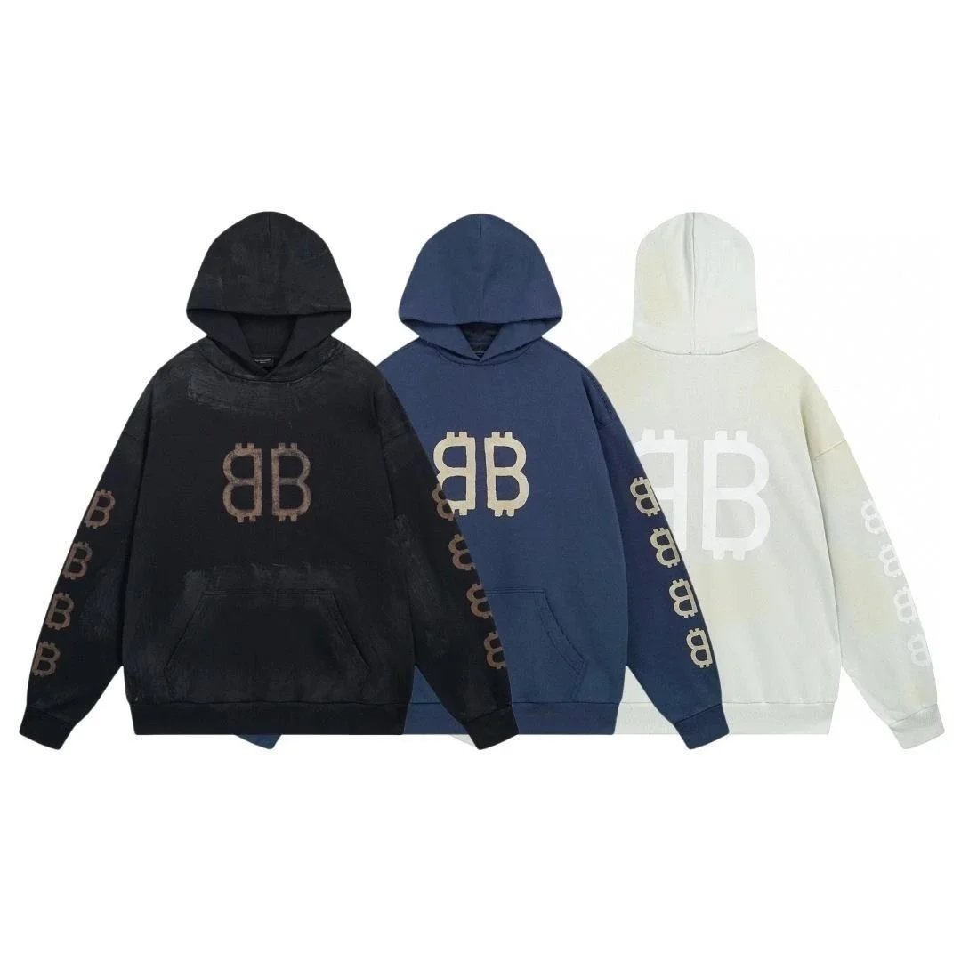 Unisex Loose-Fit Distressed Hoodie — BB