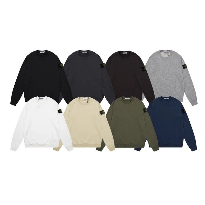 Unisex Crewneck Long-Sleeve Solid-Colour Sweatshirt — MC / STONE
