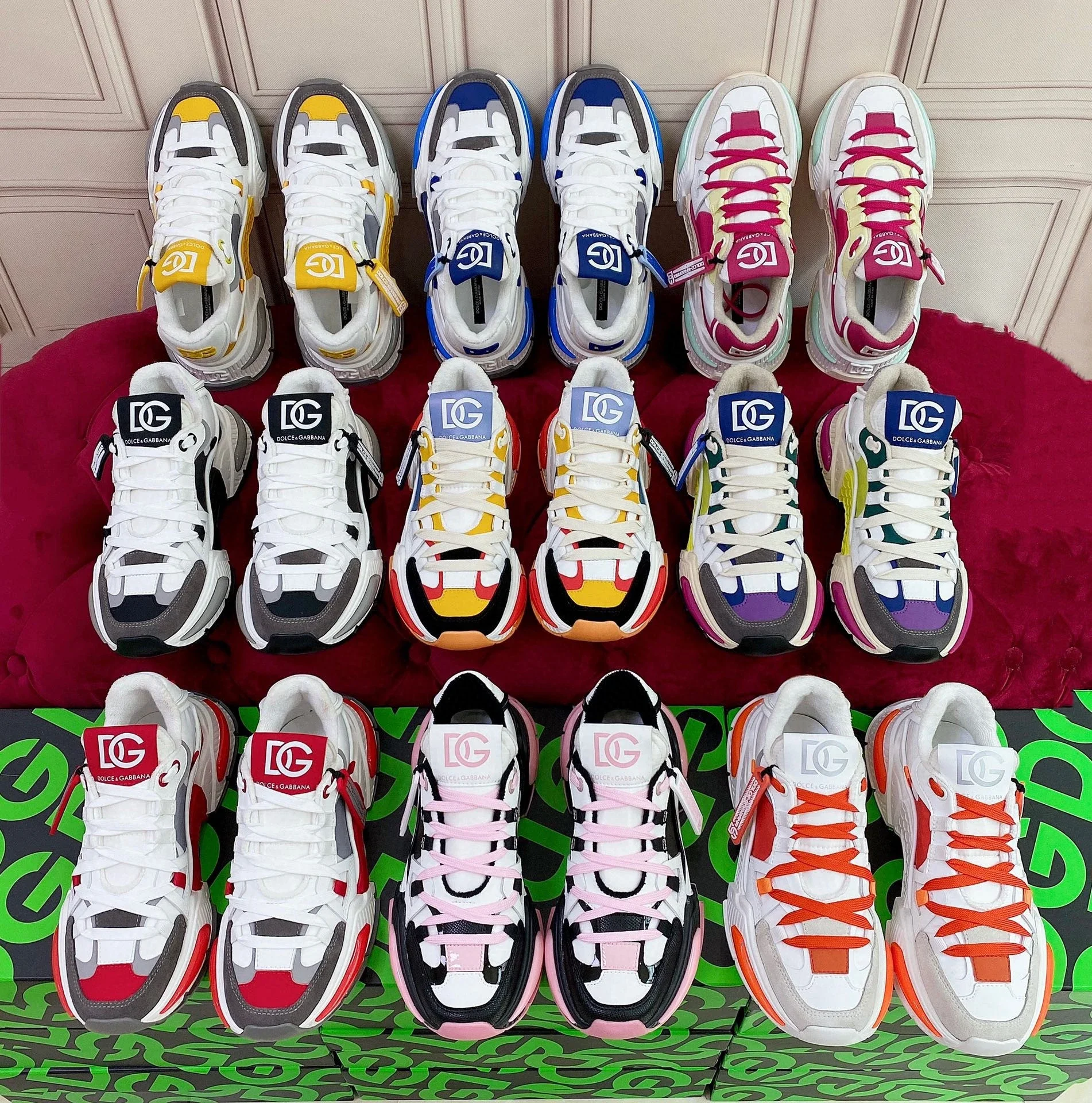 New cowhide thick-soled casual shoes color matching breathable 2