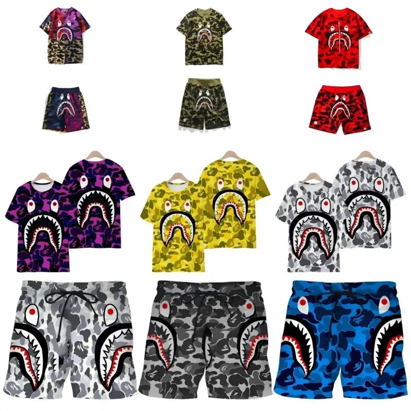 YY08-Summer Shark Suit T-Shirt Shorts