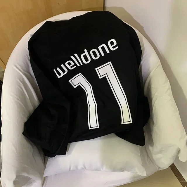 Unisex Long-Sleeve Printed Letter-Graphic Number-Graphic Sports Jersey — WE11DONEWHITEwelldone 6