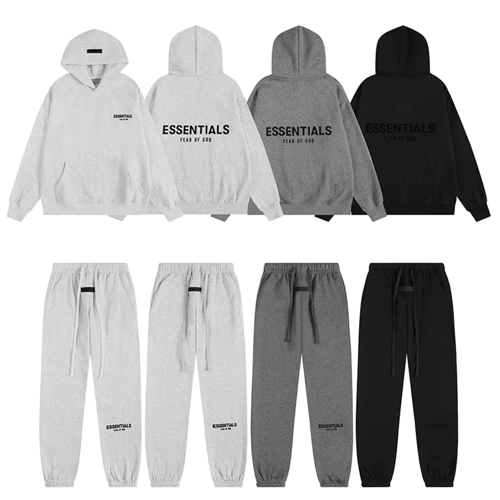 Unisex Loose-Fit Letter-Graphic Hoodie & Pants Set — ESSENTIALS 2