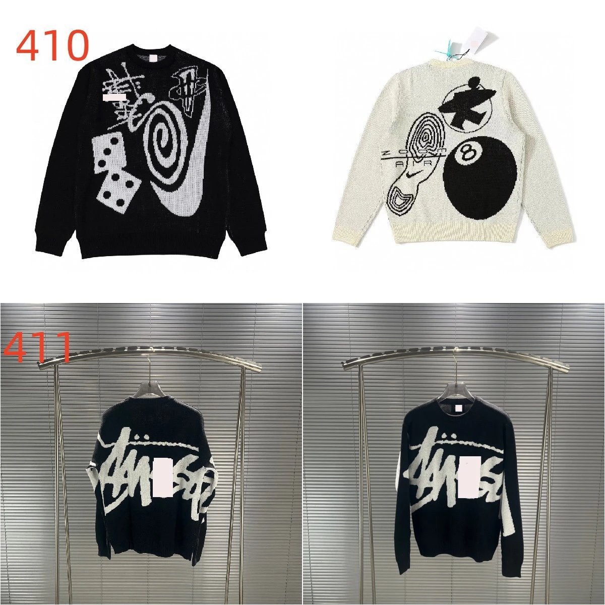 Unisex Cotton Long-Sleeve Printed Letter-Graphic Knitwear — STU
