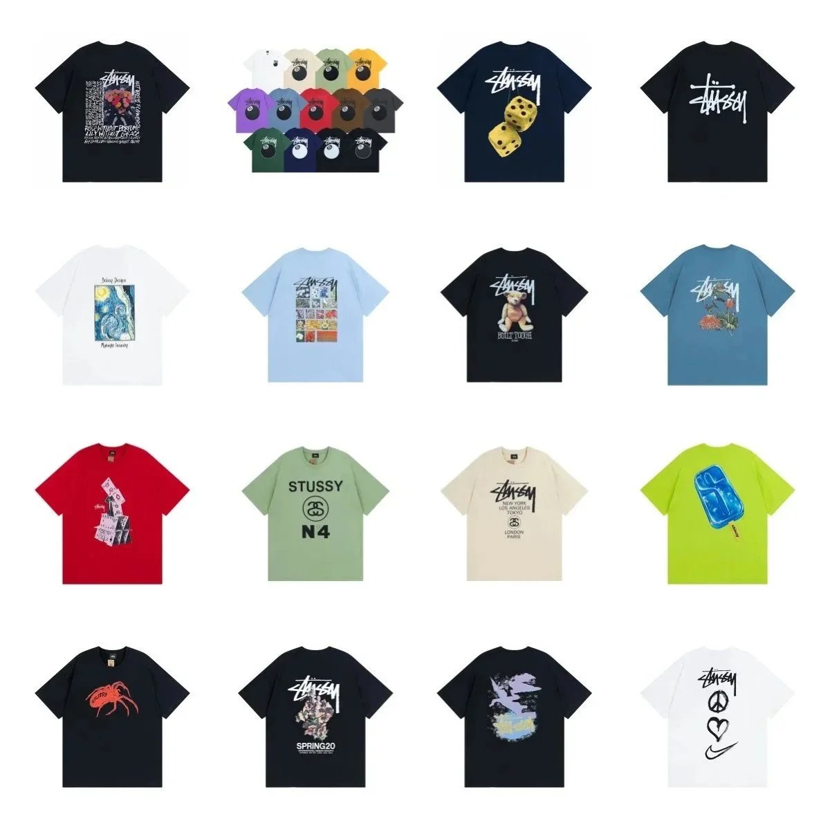 Short-sleeved T-Shirt floral crown love casual loose American couple wear-CY