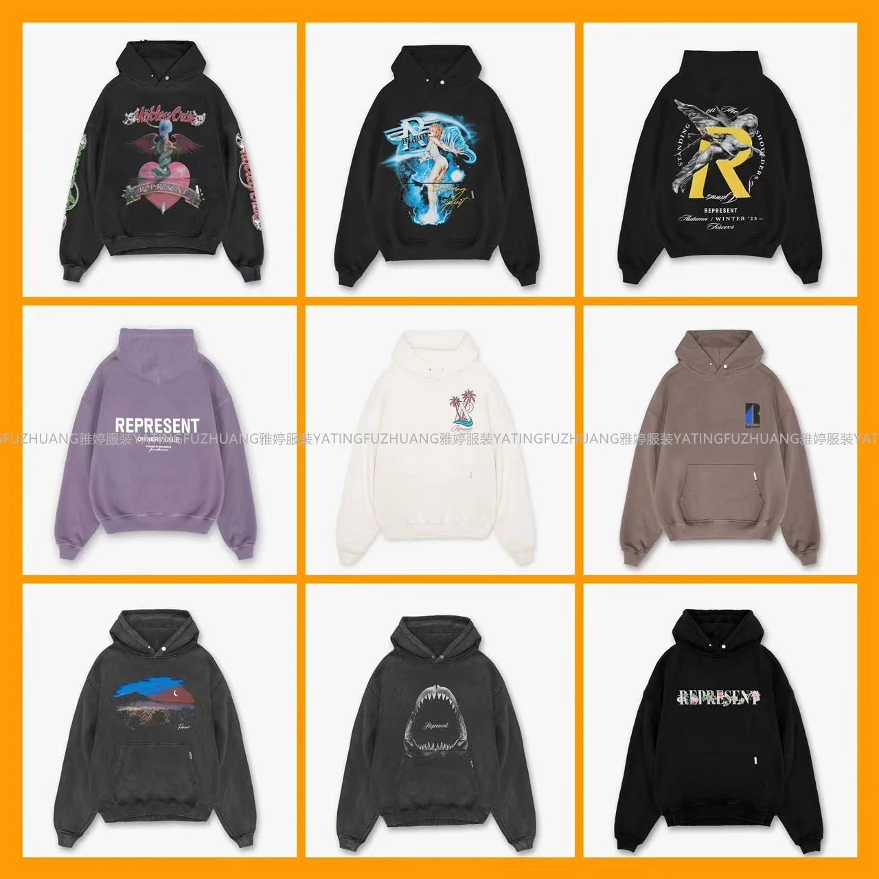 Unisex Printed Letter-Graphic Hoodie — REPRESENT / ICON