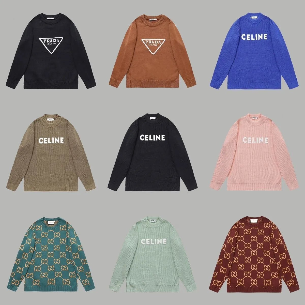 Unisex Loose-Fit Crewneck Letter-Graphic Knitwear — logo