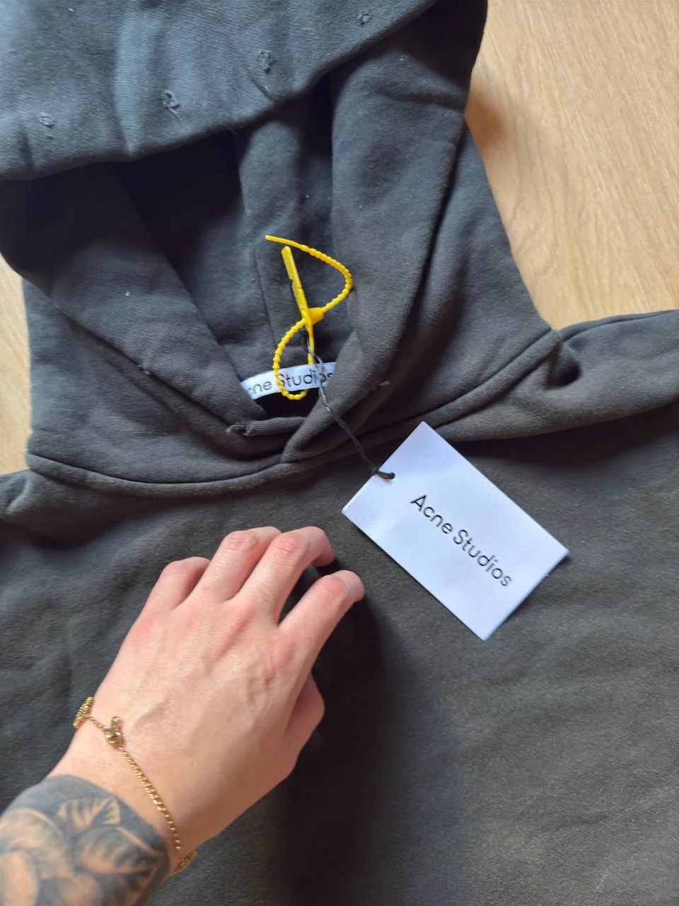 Long-Sleeve Washed Distressed Hoodie — A&C 4
