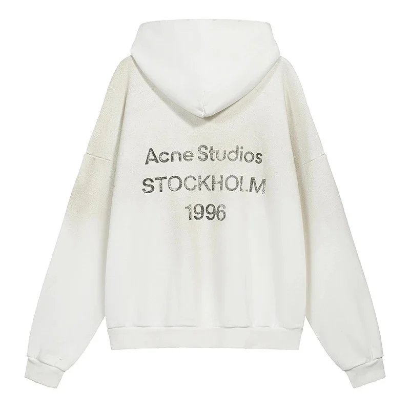 Long-Sleeve Washed Distressed Hoodie — A&C