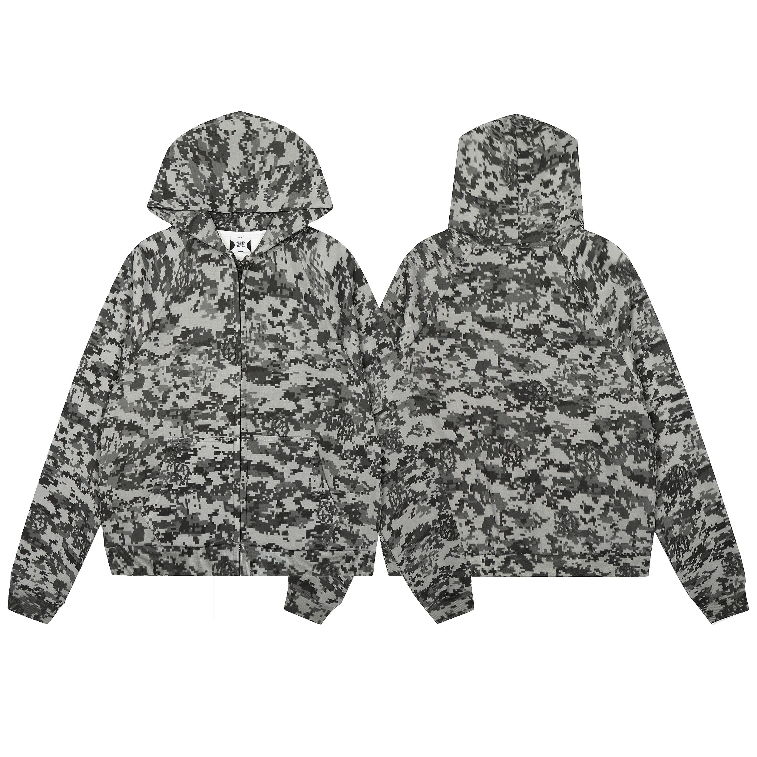 Loose-Fit Zip-Up Camo Hoodie