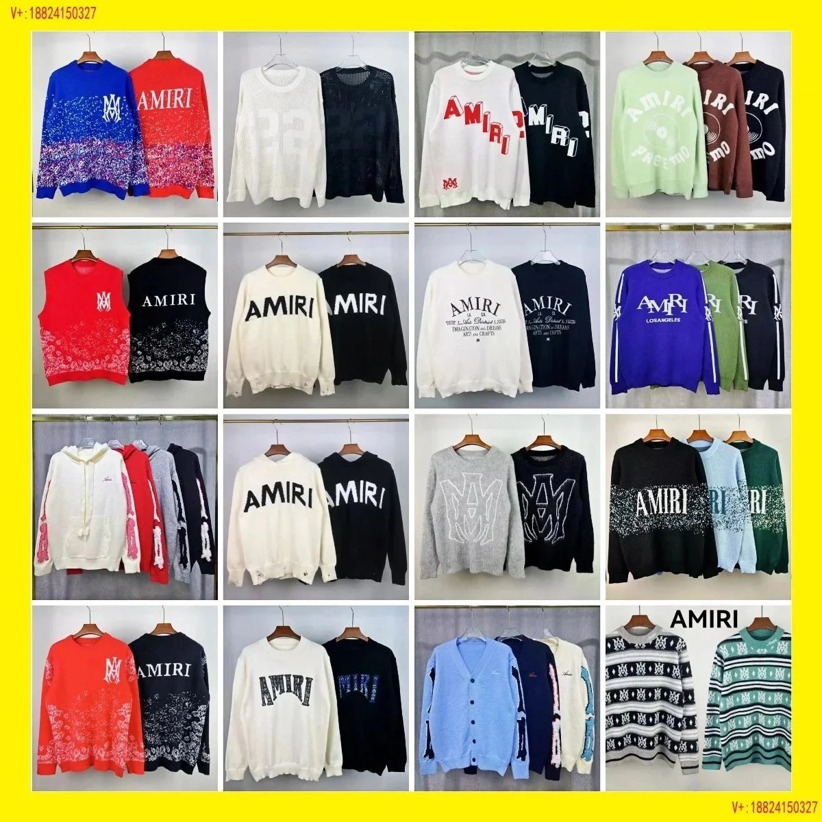 Loose-Fit Hooded Crewneck Letter-Graphic Distressed Knitwear