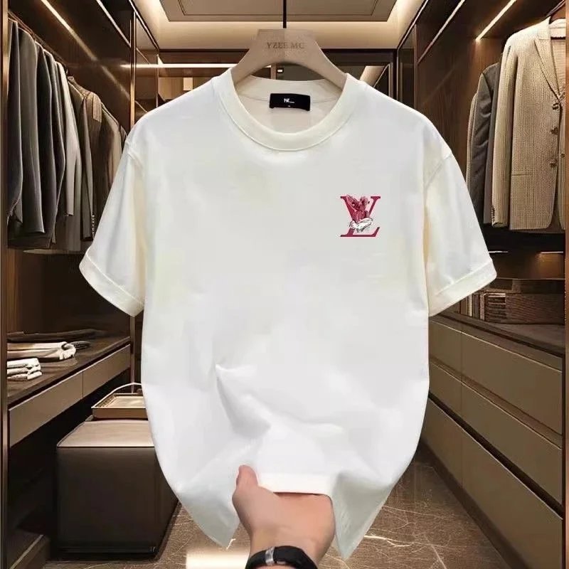 Men's Loose-Fit Plus-Size Cotton Crewneck T-Shirt