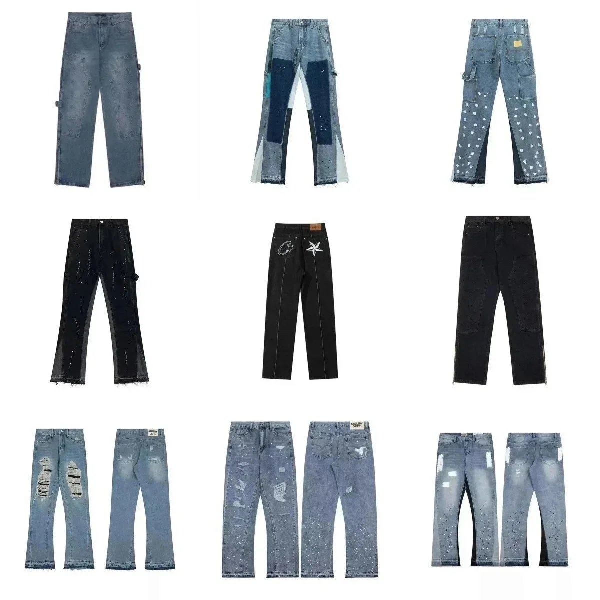 Washed Distressed Panelled Jeans — HK77-2025 / HK77