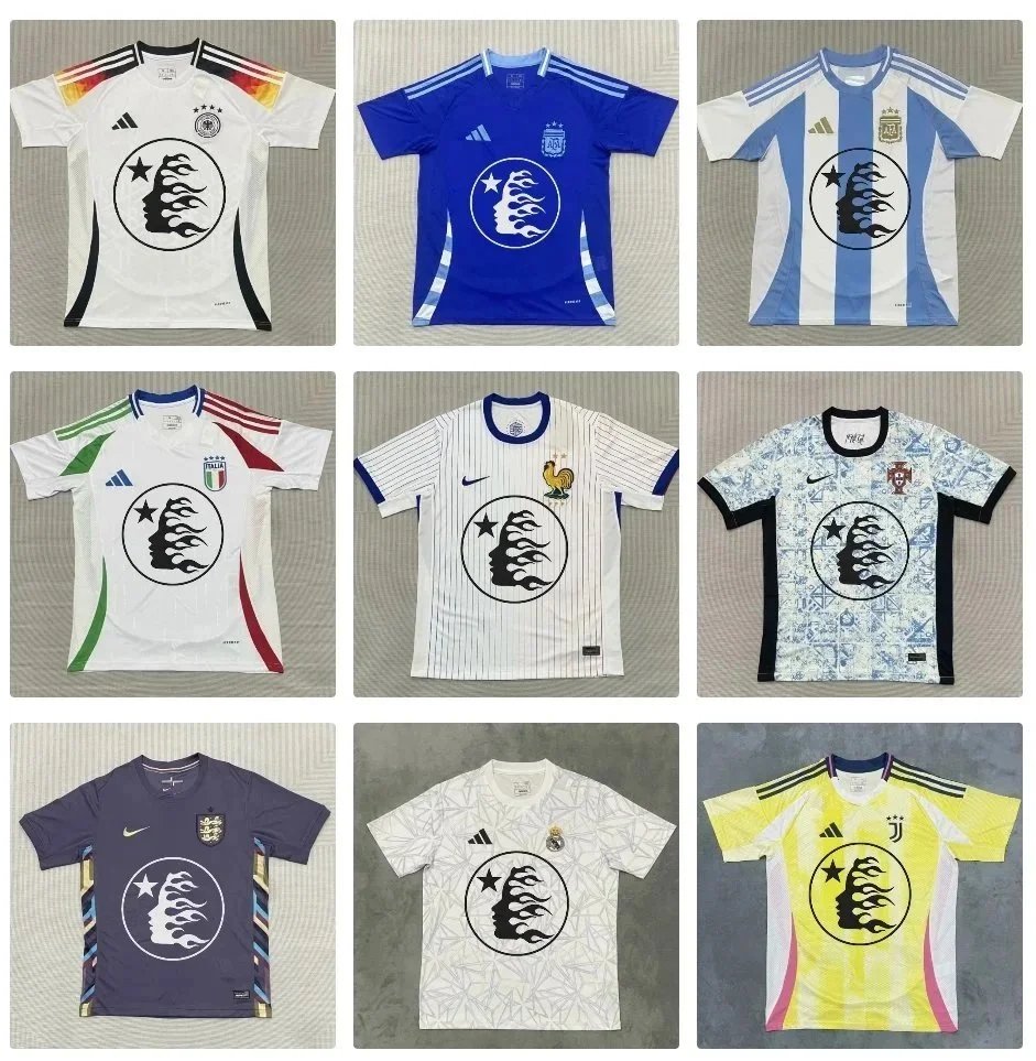 Flame-Graphic Football Jersey Selection — Mixed Team Designs