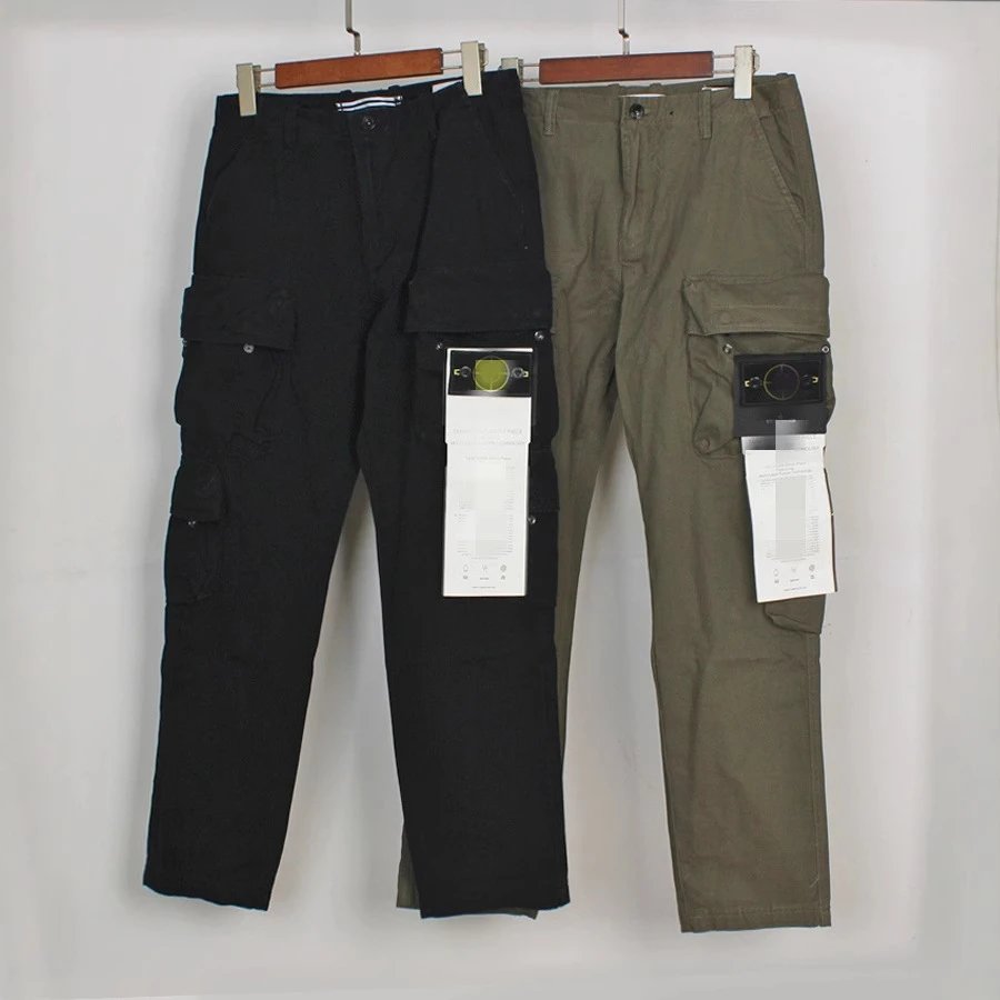 Loose-Fit Washed Solid-Colour Cargo Pants