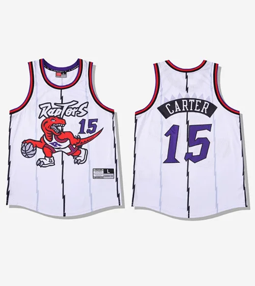 Toronto Raptors Carter No. 15 Basketball Jersey — White & Purple 2