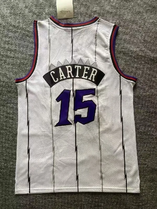 Toronto Raptors Carter No. 15 Basketball Jersey — White & Purple 4