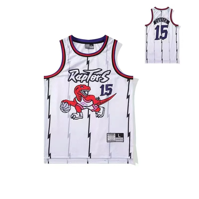 Toronto Raptors Carter No. 15 Basketball Jersey — White & Purple 6
